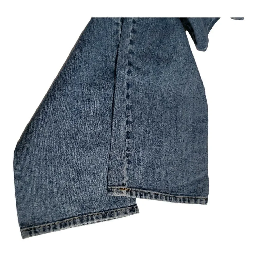 𝅺NEWPORT News Jeanology High Rise Mom Jeans Blue Denim Tie Closure Size 14 - Picture 7 of 9